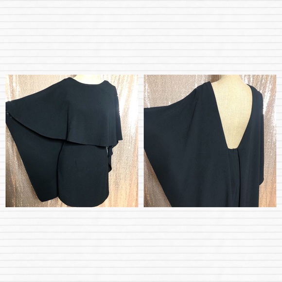 🏷SOLD LULU’S Black Mini Cape Dress Best Yet Come - Picture 4 of 9